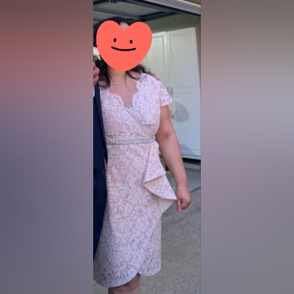 Lace Overlay Dress in Peach - Picture 4 of 6
